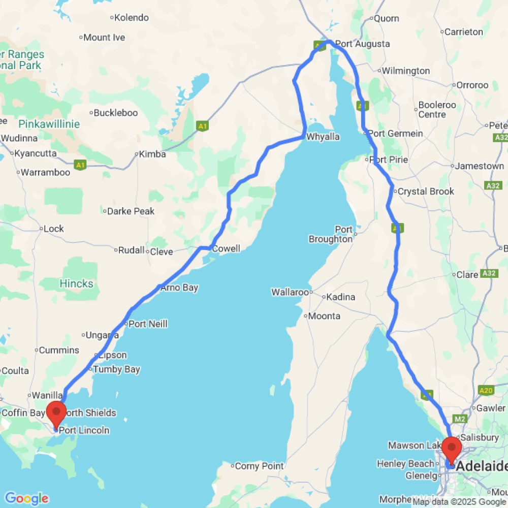Trip between Adelaide and Port Lincoln