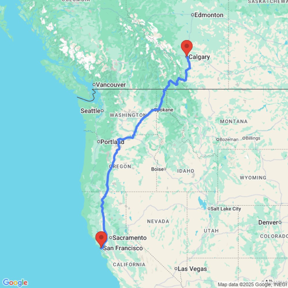 Trip between San Francisco and Calgary