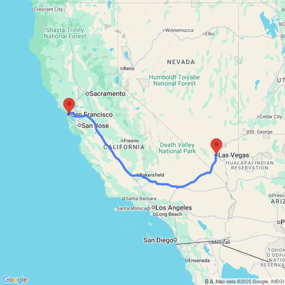 Trip between Las Vegas and San Francisco