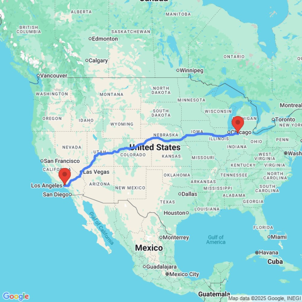 Trip between Elkhart and Los Angeles