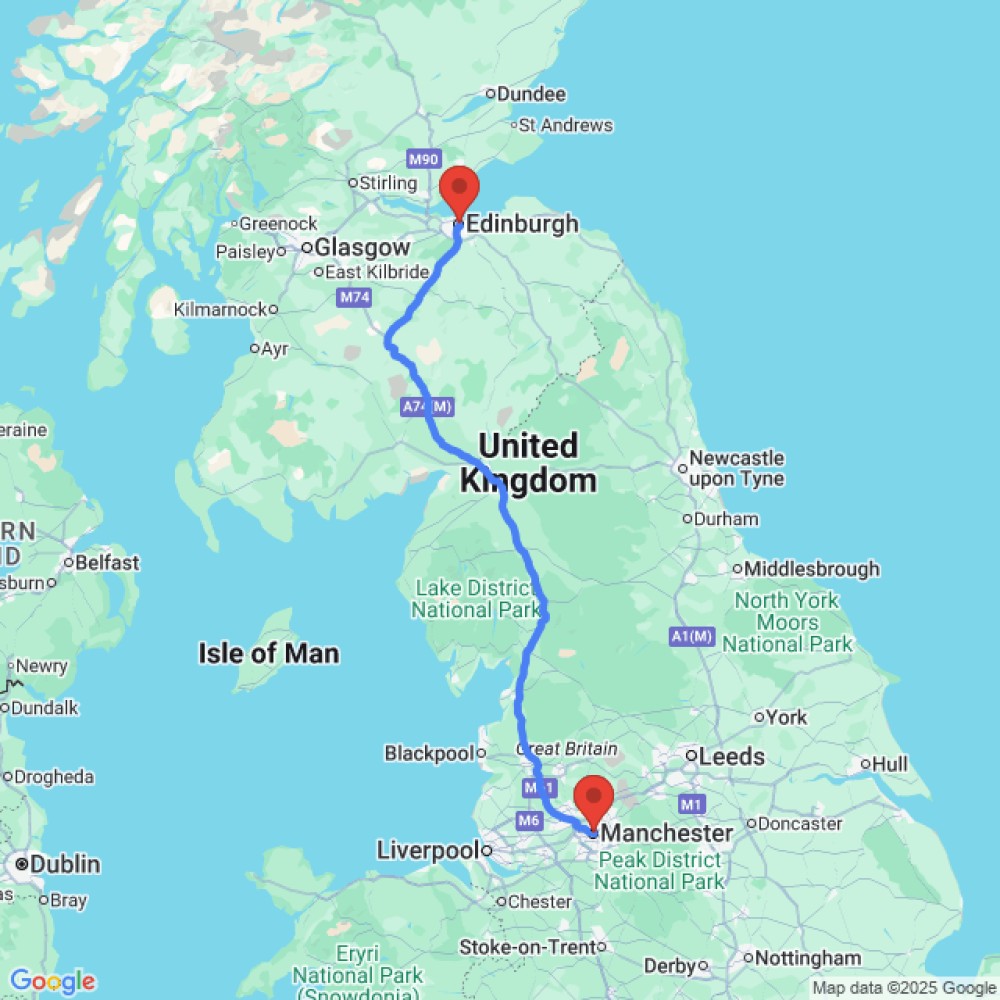 Trip between Edinburgh and Manchester