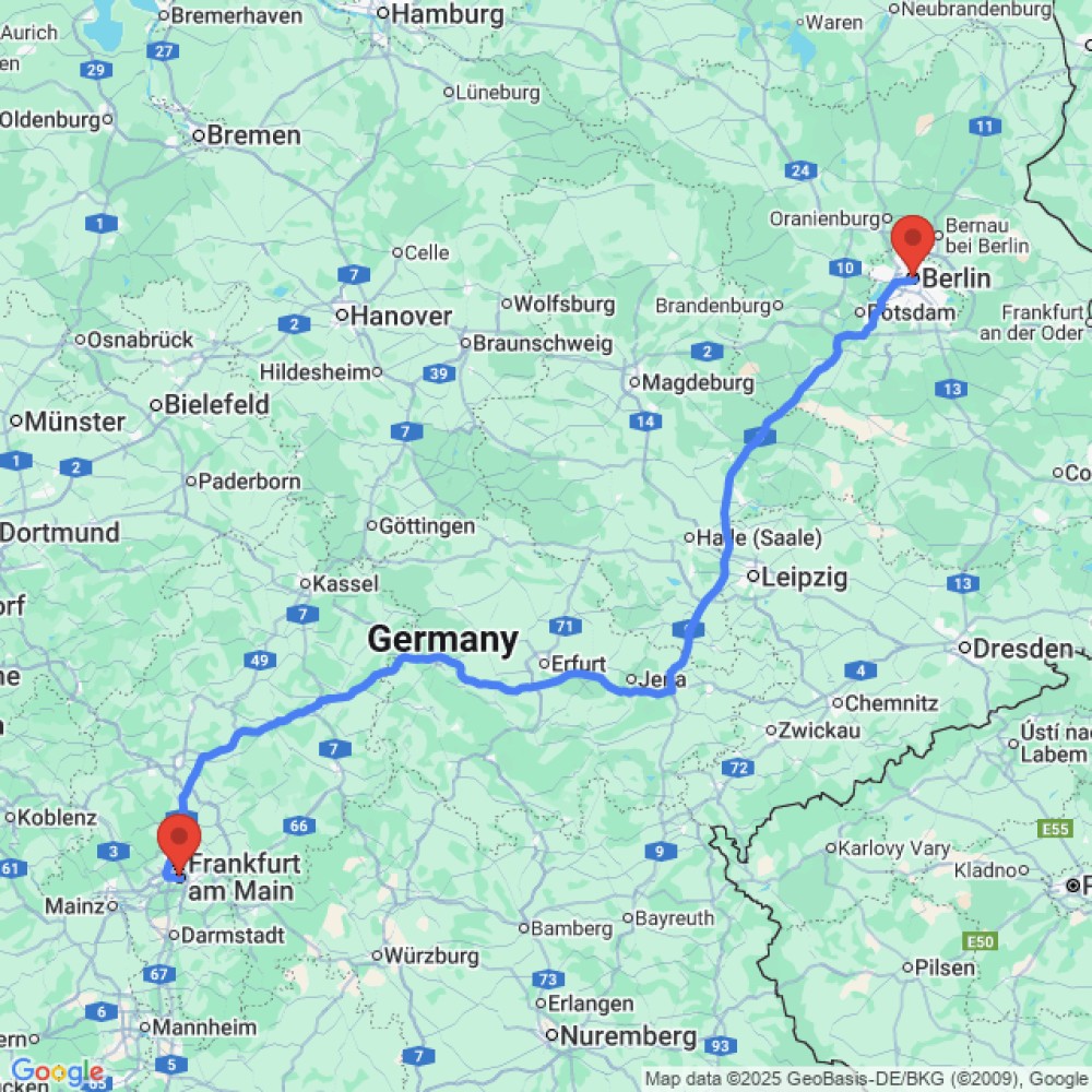 Trip between Berlin and Frankfurt