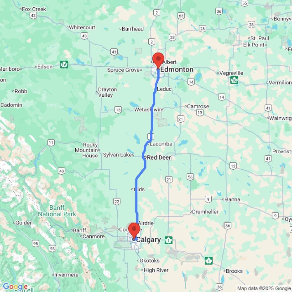 Trip between Calgary and Edmonton