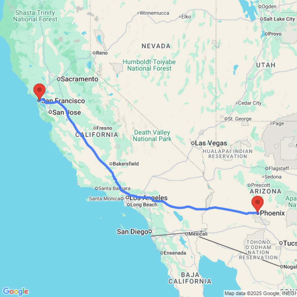 Trip between San Francisco and Phoenix