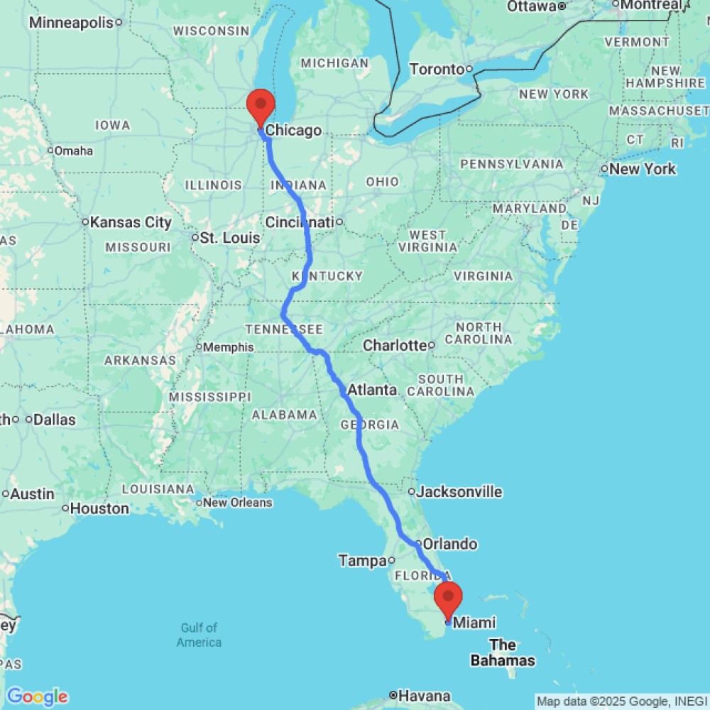 Trip between Miami and Chicago