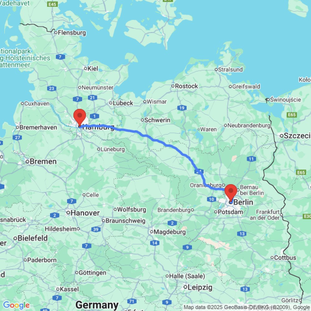 Trip between Berlin and Hamburg