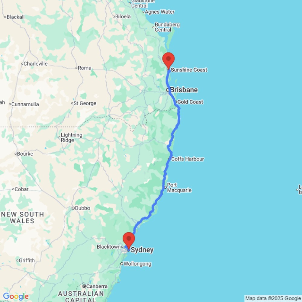 Trip between Sydney and Sunshine Coast