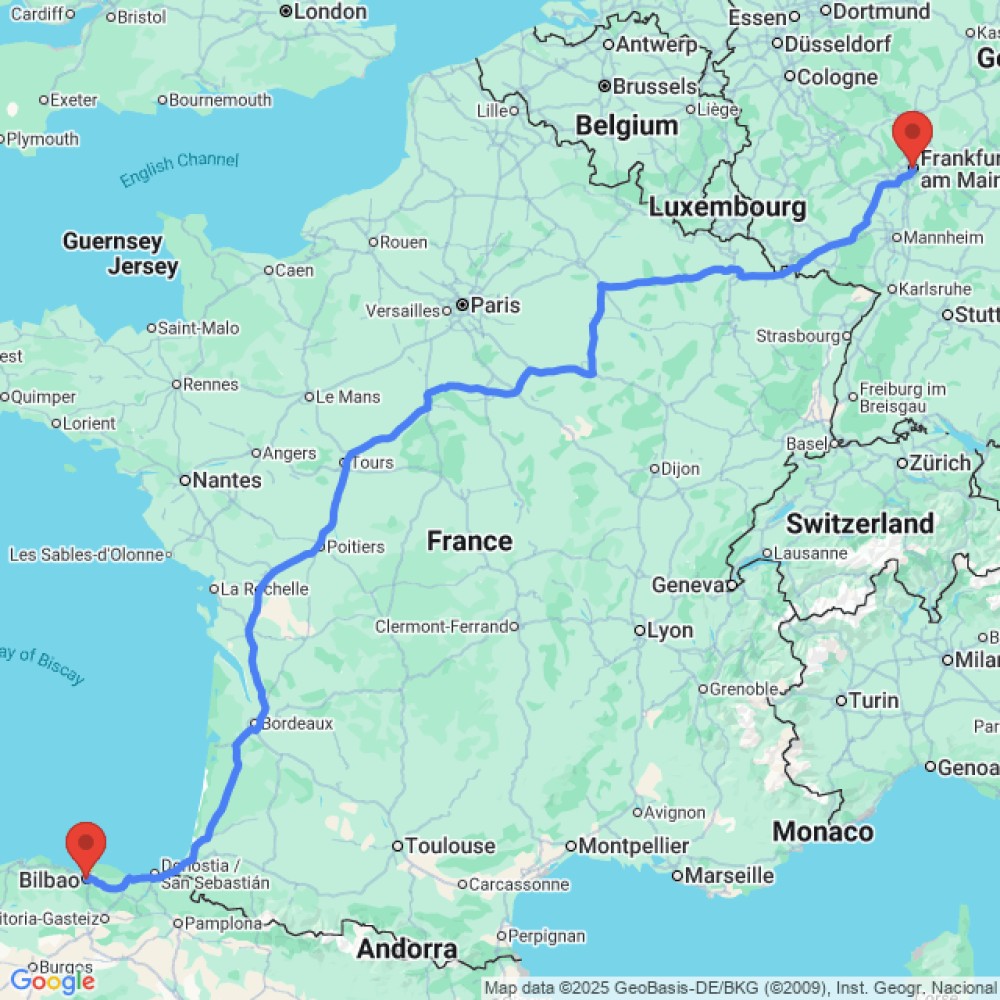 Trip between Bilbao and Frankfurt