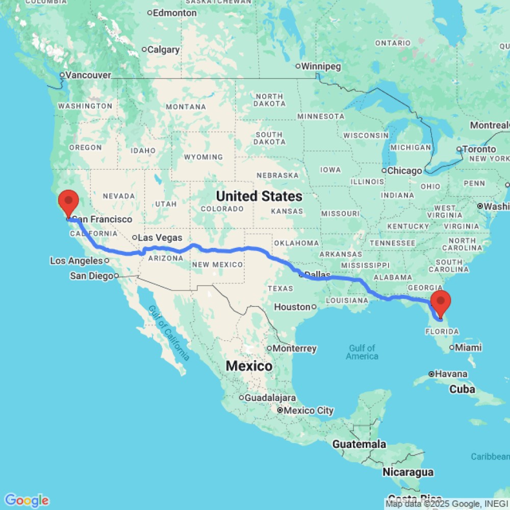 Trip between Orlando and San Francisco
