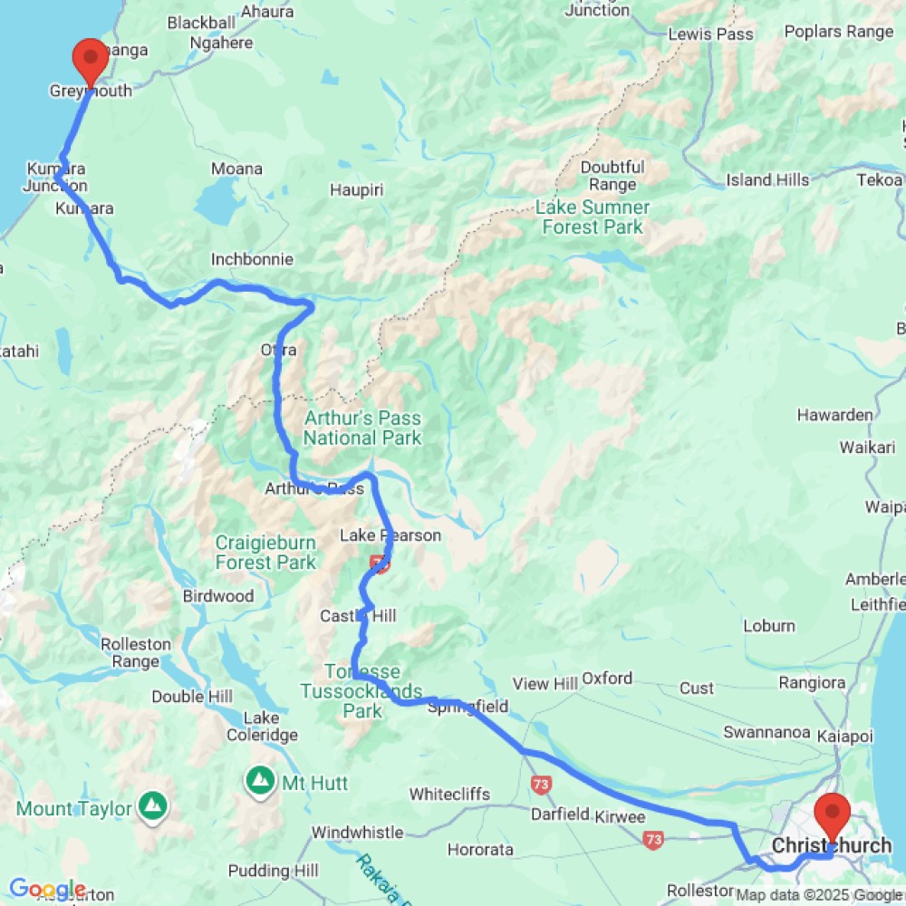 Trip between Queenstown and Greymouth