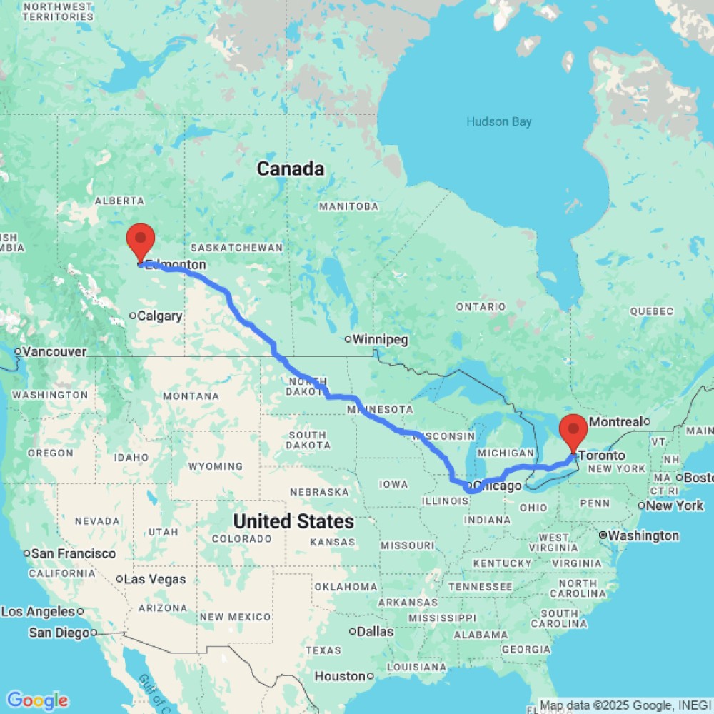 Trip between Edmonton and Toronto