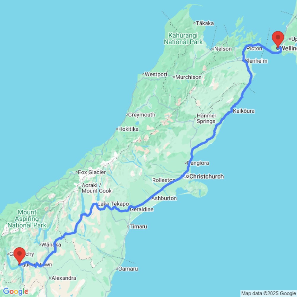 Trip between Wellington and Queenstown