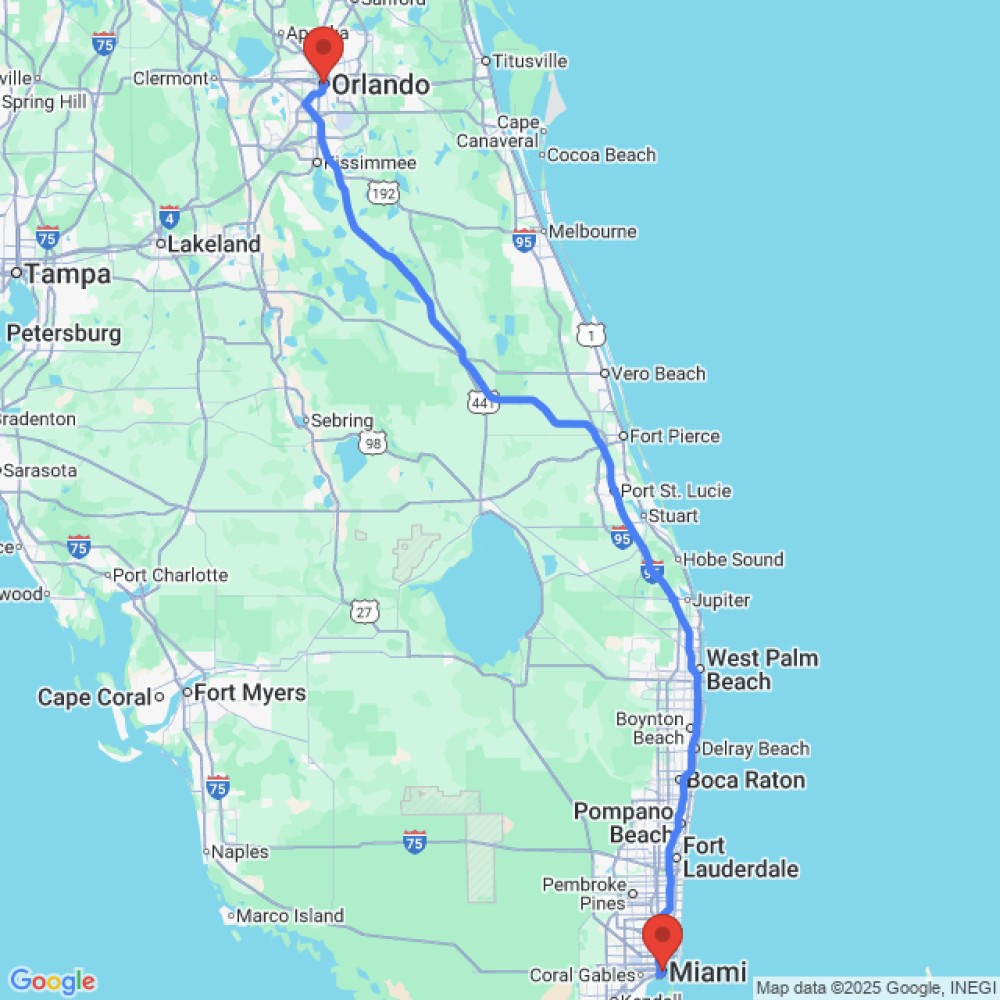 Trip between Miami and Orlando