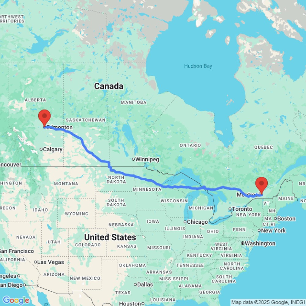 Trip between Montreal and Edmonton