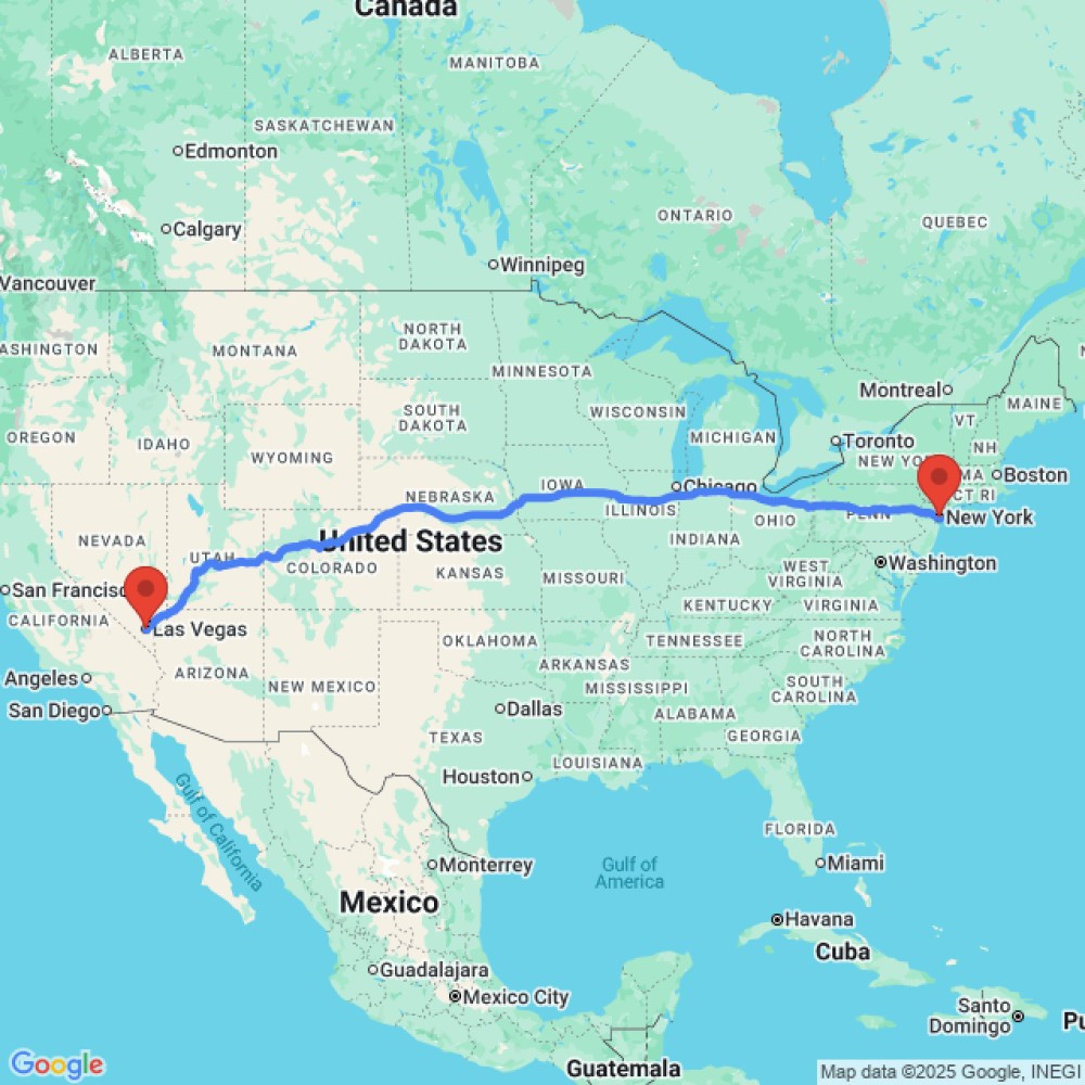 Trip between Las Vegas and New York