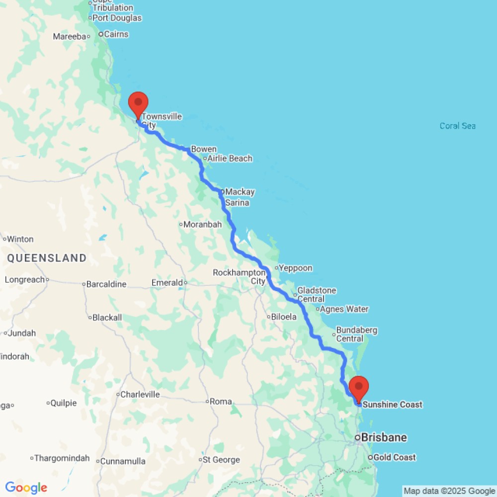 Trip between Sunshine Coast and Townsville