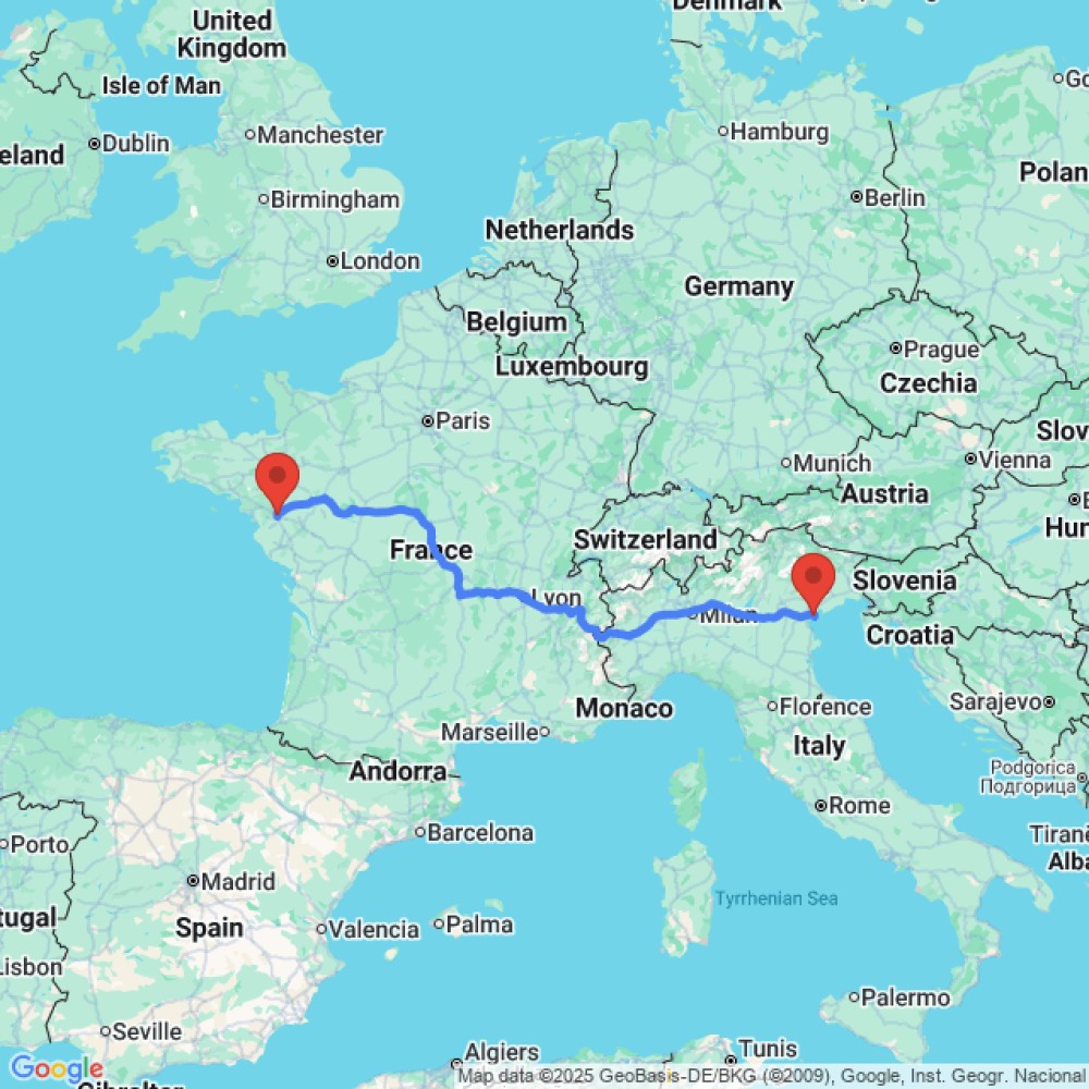 Trip between Nantes and Venice