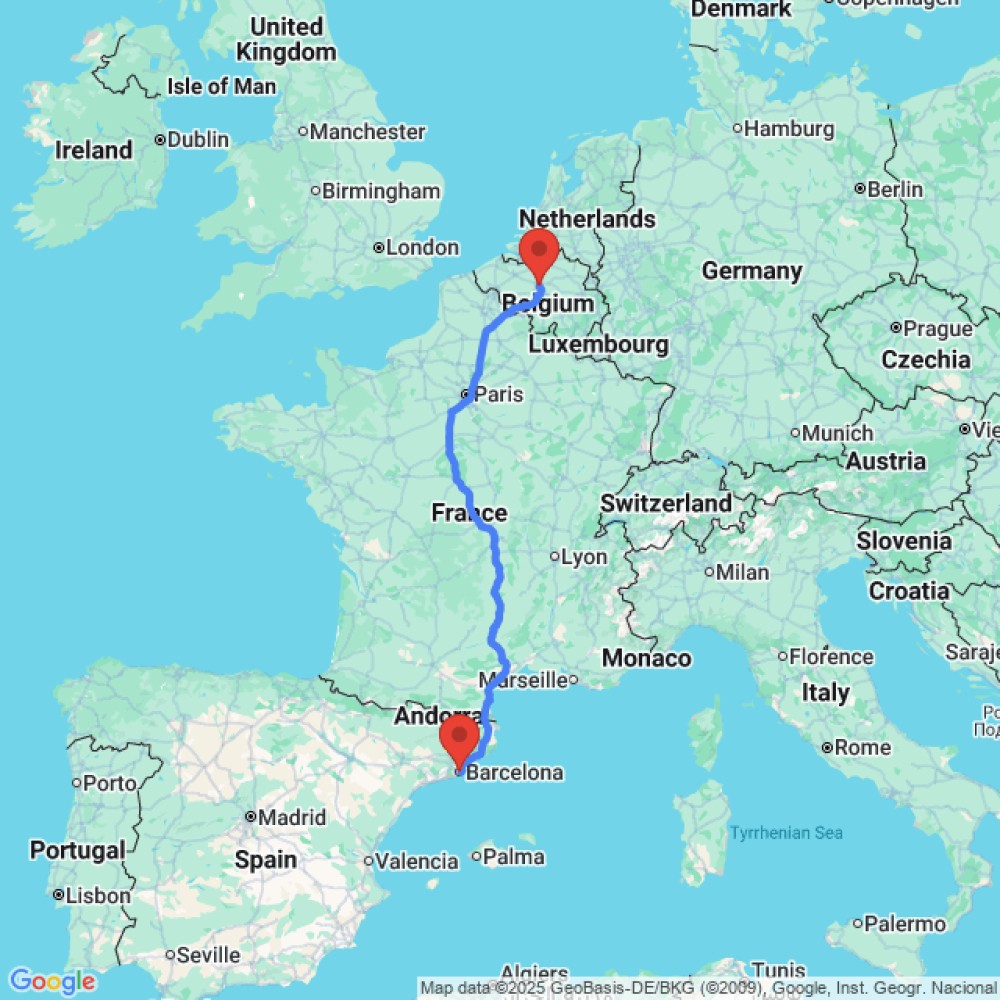Trip between Barcelona and Brussels