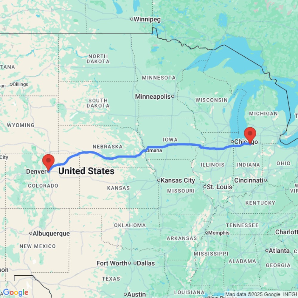 Trip between Elkhart and Denver