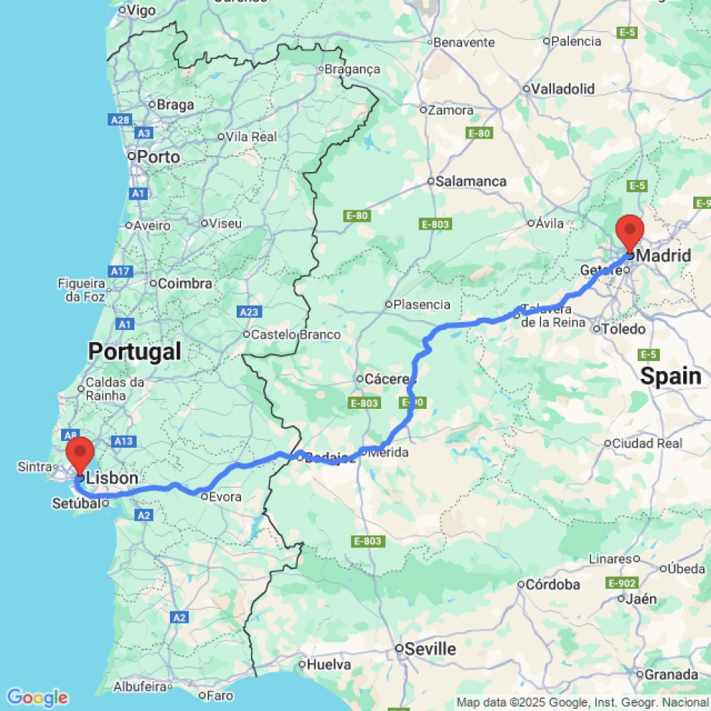Trip between Lisbon and Madrid