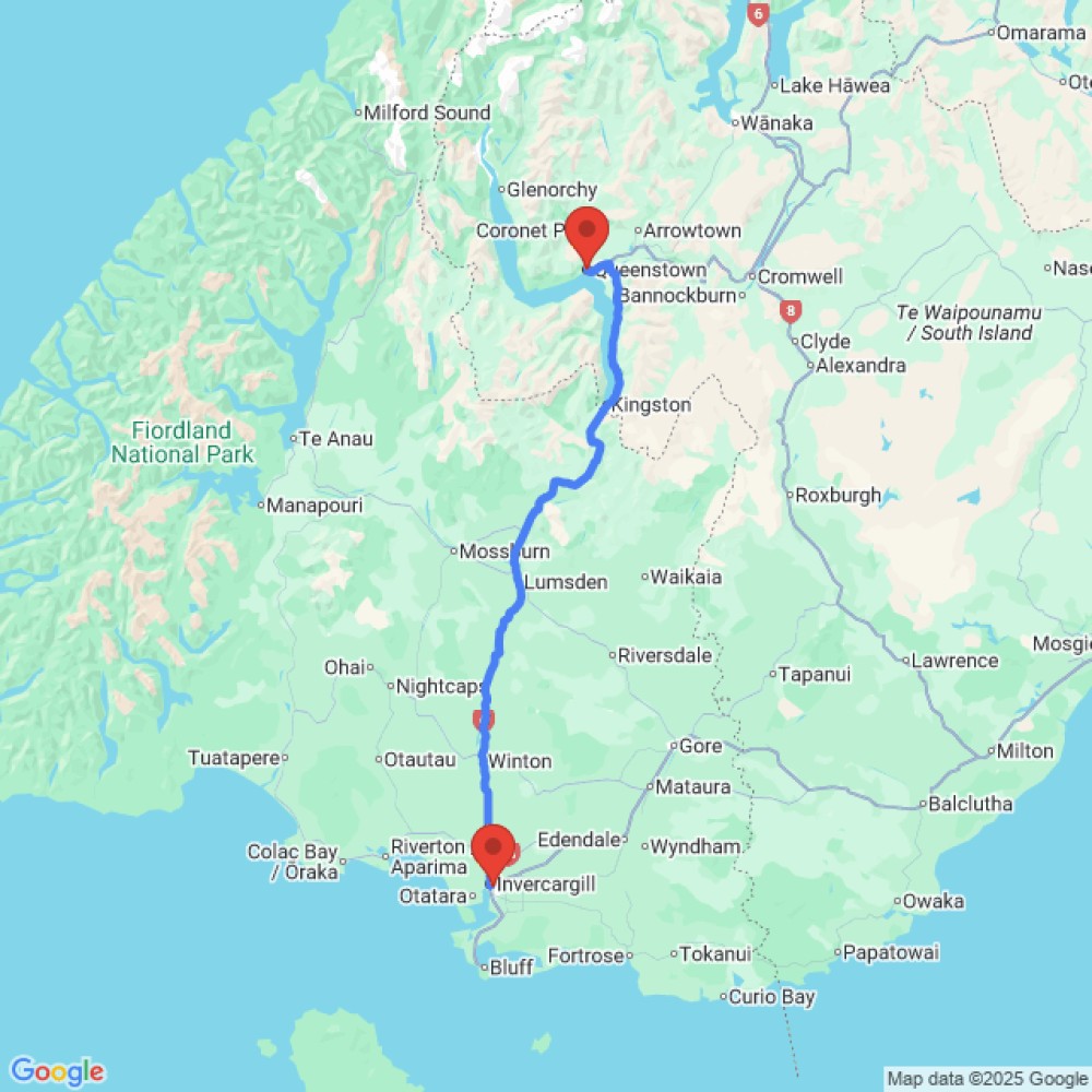 Trip between Queenstown and Invercargill