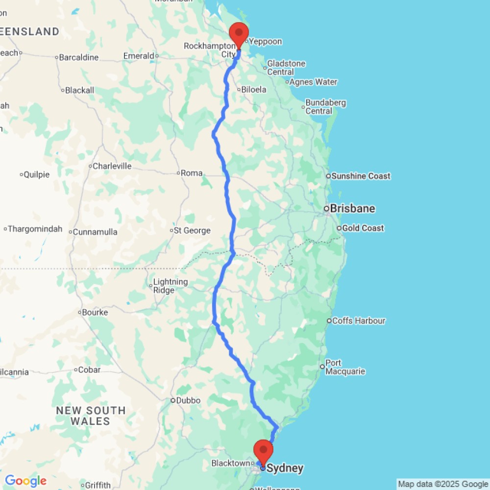 Trip between Sydney and Rockhampton