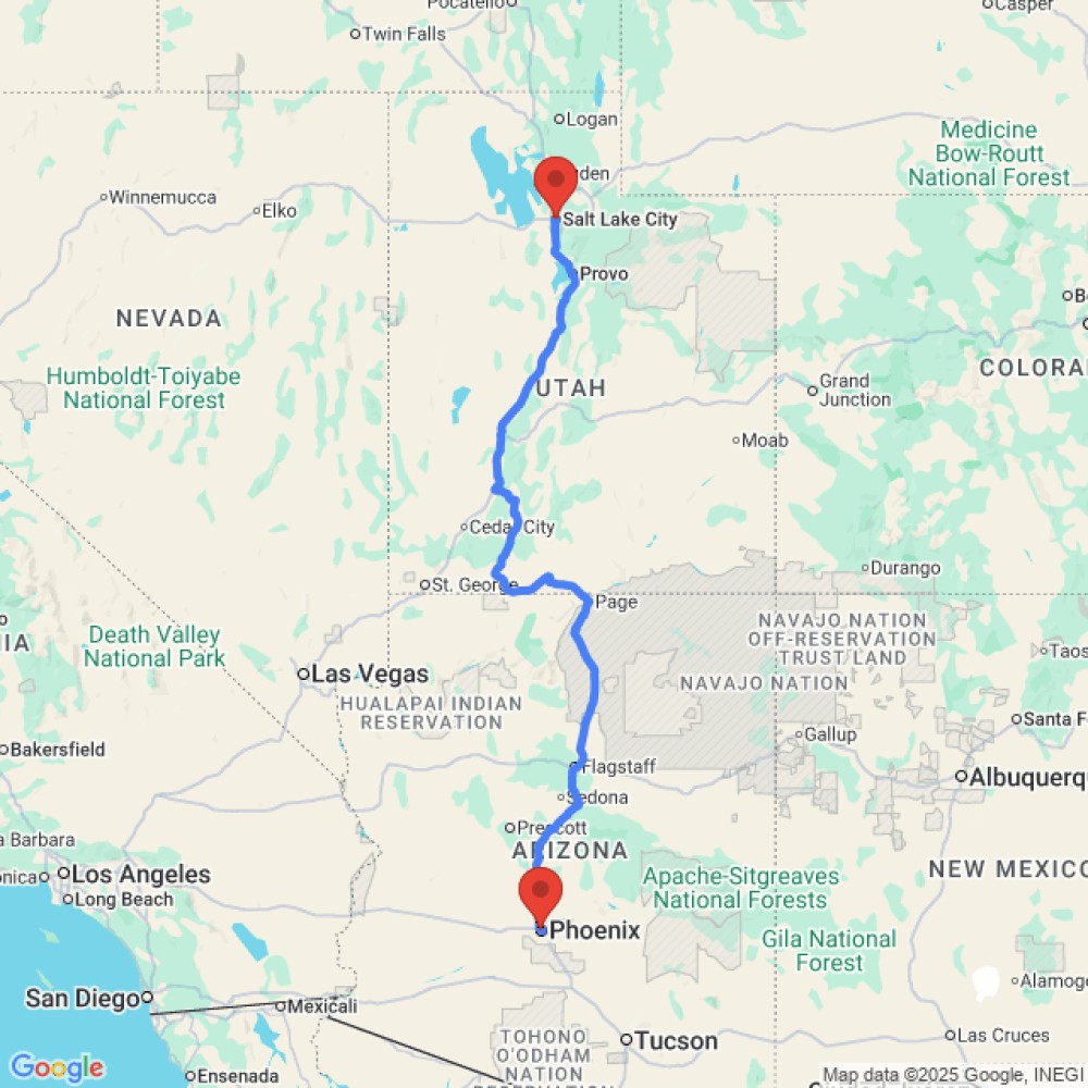Trip between Phoenix and Salt Lake City