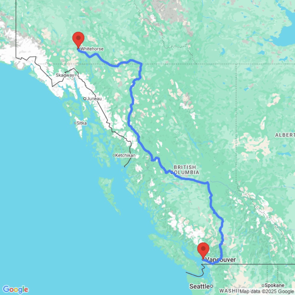 Trip between Vancouver and Whitehorse