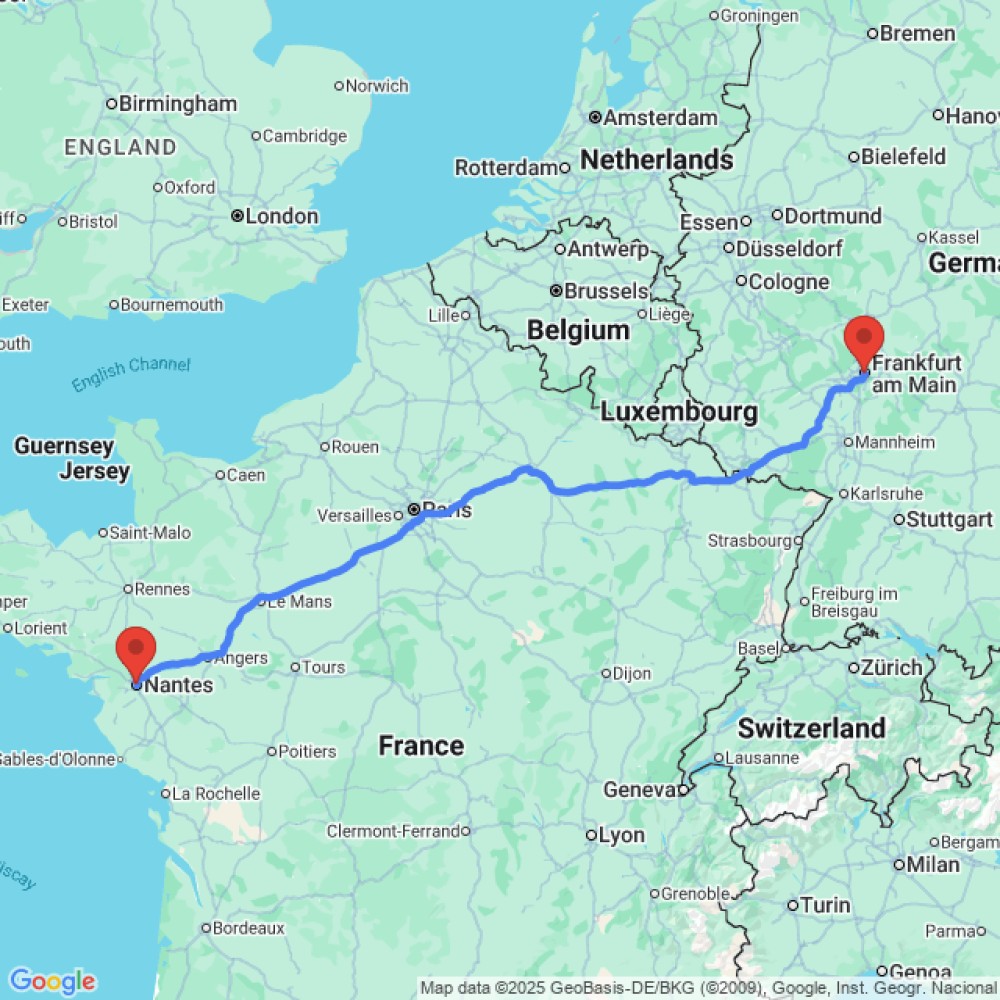 Trip between Nantes and Frankfurt