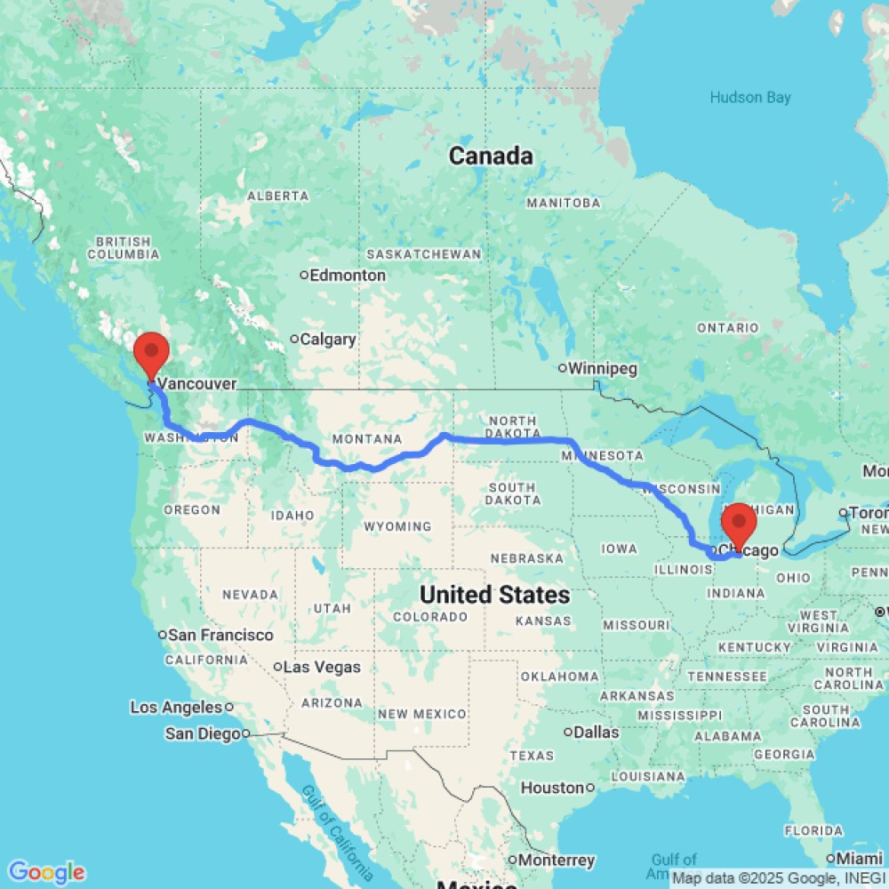 Trip between Elkhart and Vancouver