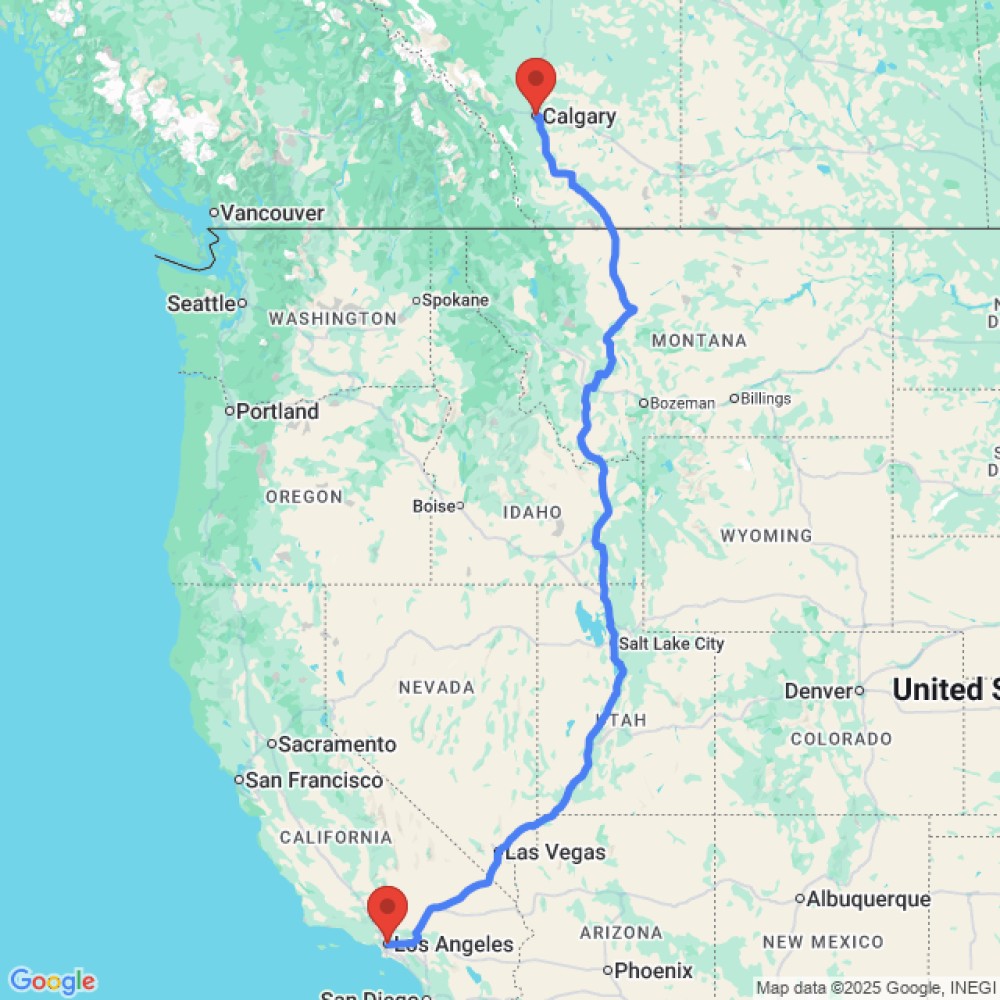 Trip between Los Angeles and Calgary