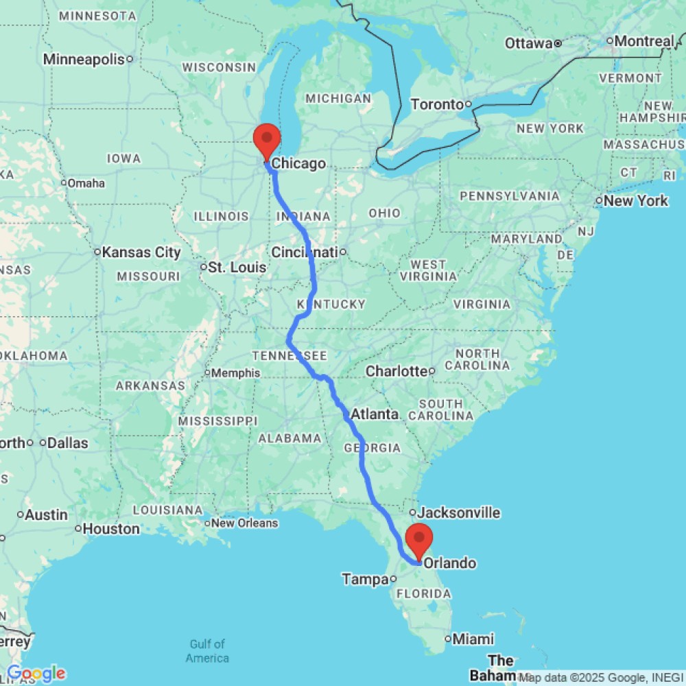 Trip between Orlando and Chicago