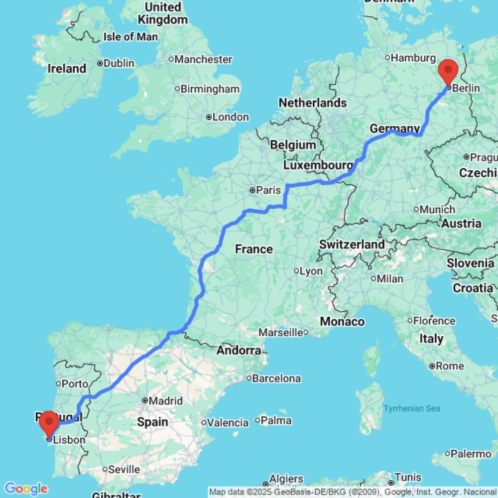 Trip between Berlin and Lisbon
