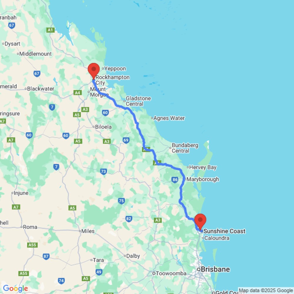 Trip between Sunshine Coast and Rockhampton