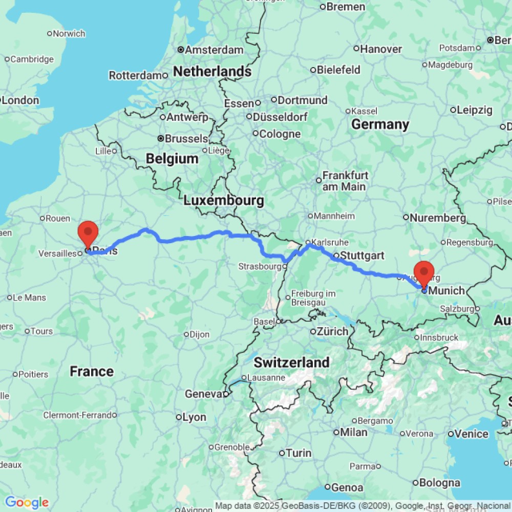 Trip between Munich and Paris