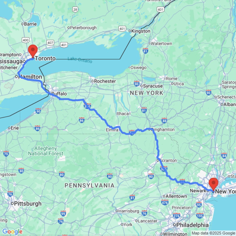 Trip between Toronto and New York