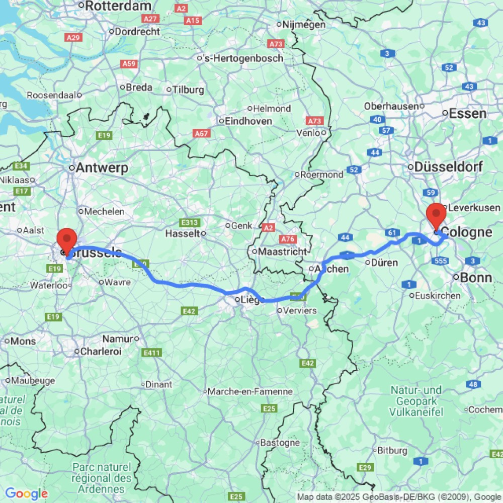 Trip between Brussels and Cologne