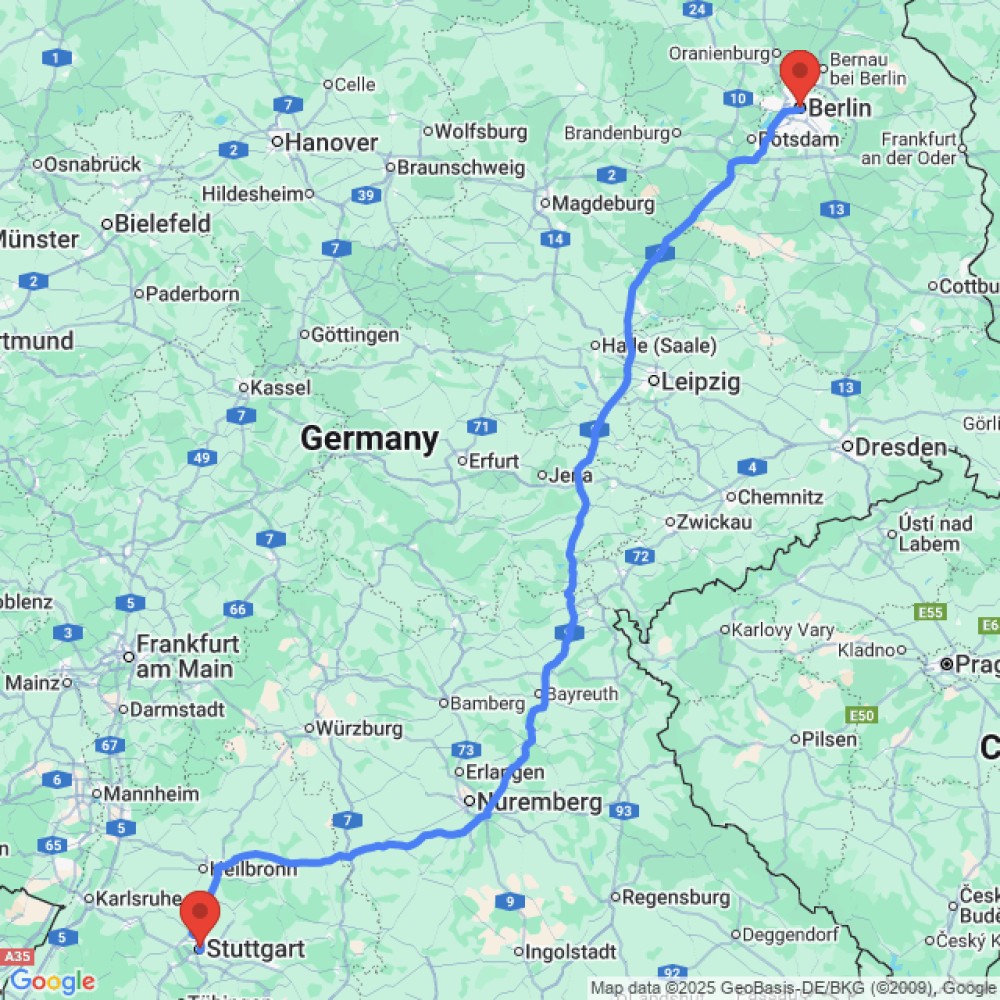Trip between Berlin and Stuttgart