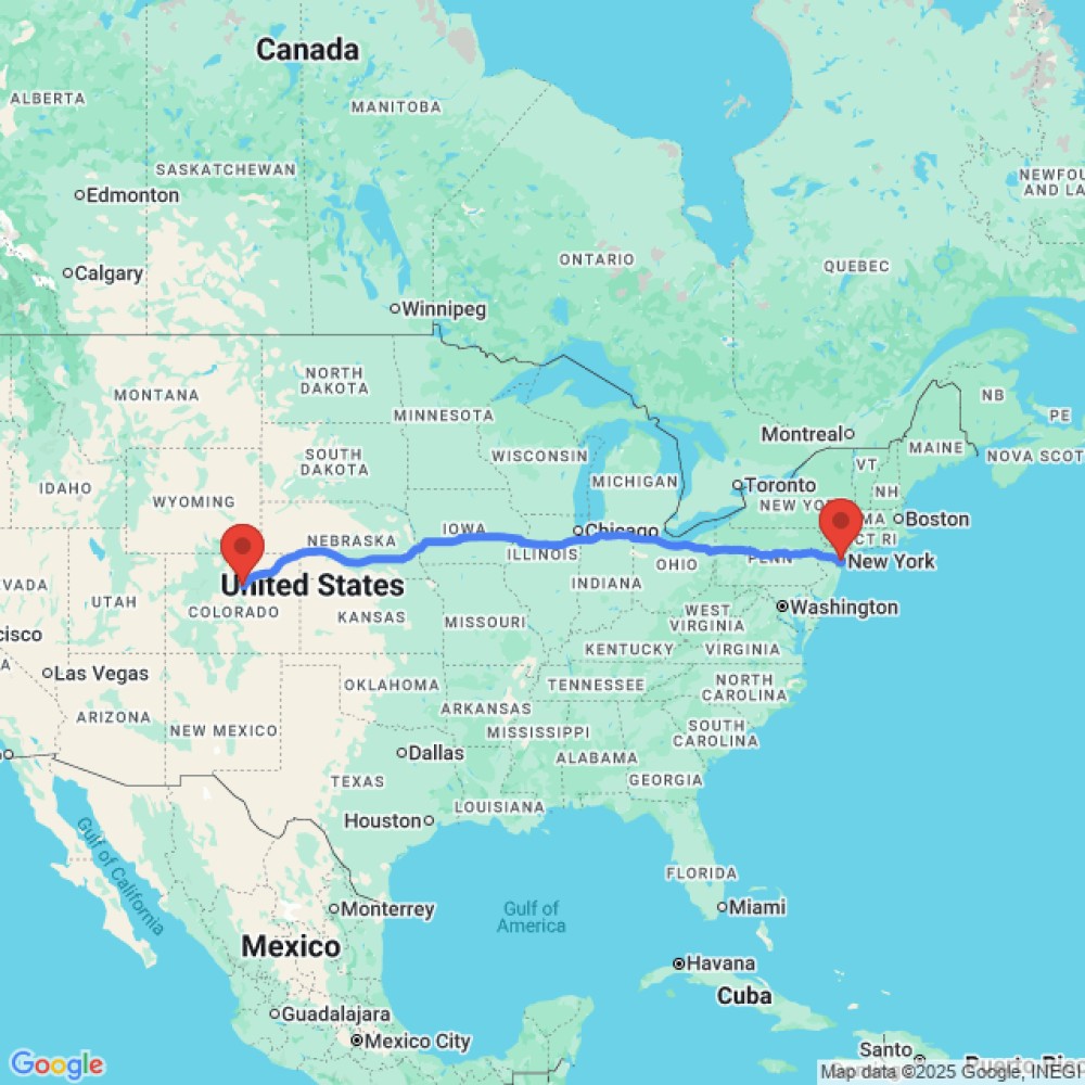 Trip between Denver and New York