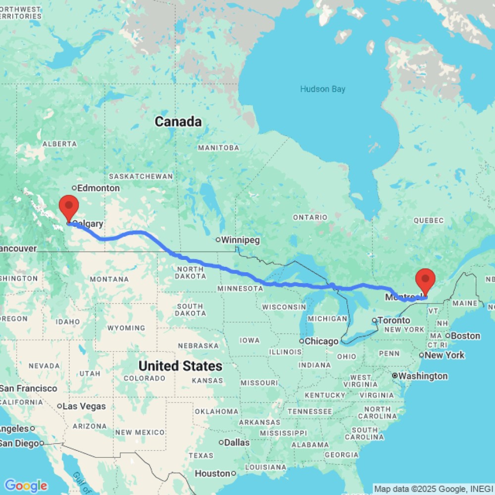 Trip between Montreal and Calgary