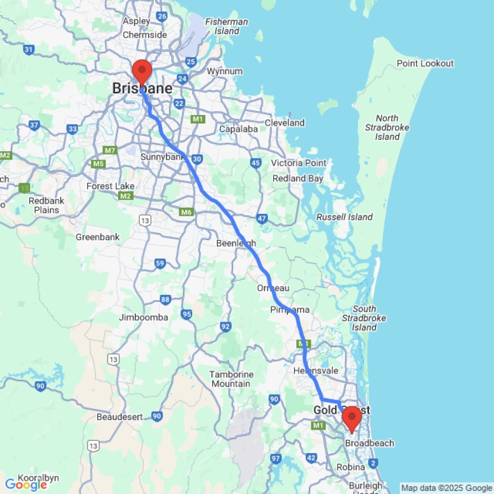 Trip between Brisbane and Gold Coast