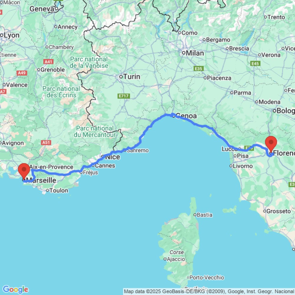 Trip between Florence and Marseille