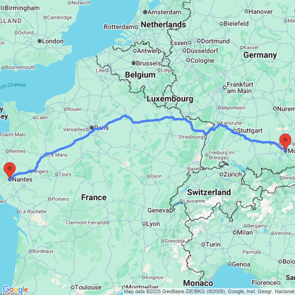 Trip between Munich and Nantes