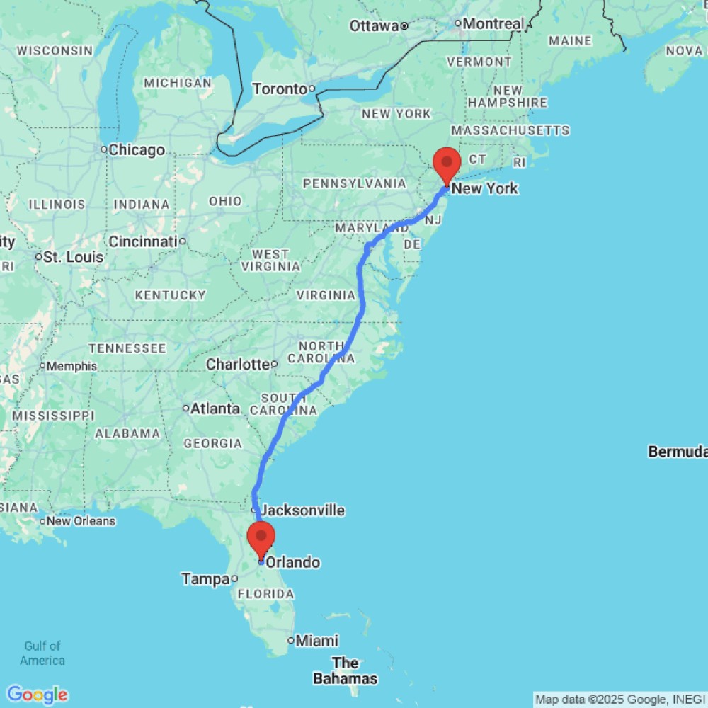 Trip between Orlando and New York