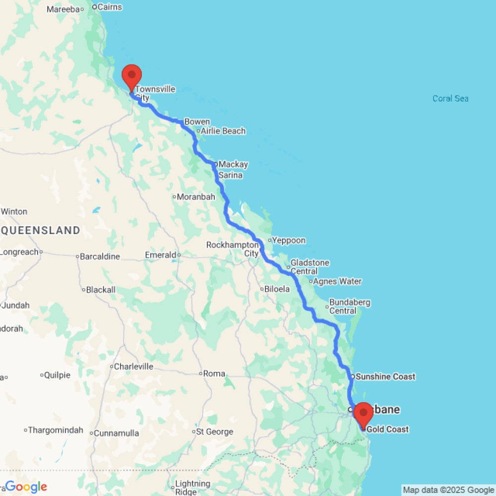 Trip between Gold Coast and Townsville