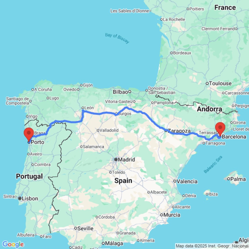 Trip between Porto and Barcelona
