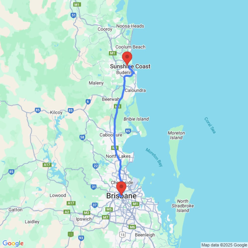 Trip between Sunshine Coast and Brisbane