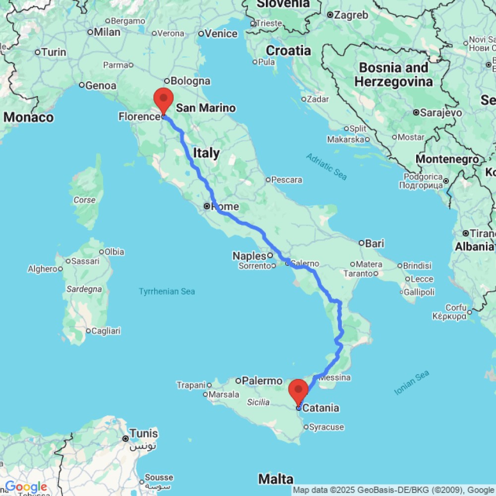 Trip between Florence and Catania