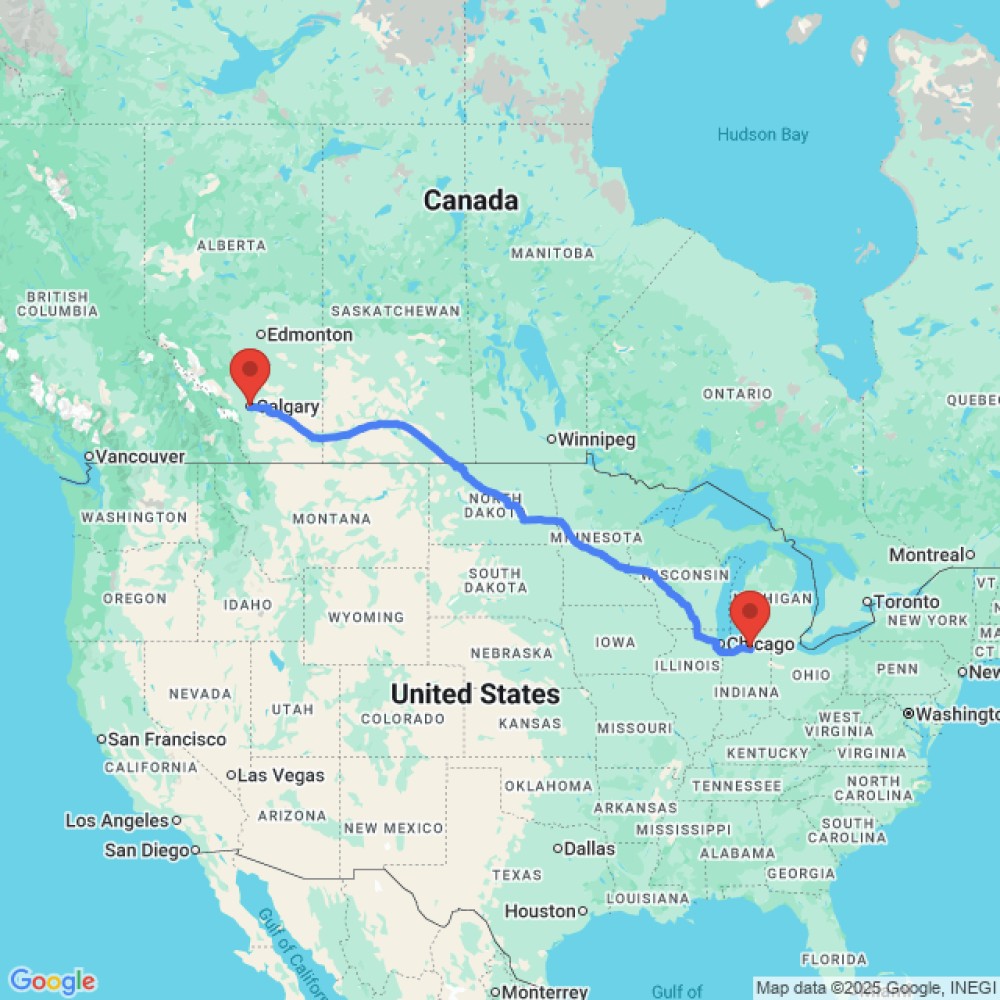 Trip between Elkhart and Calgary
