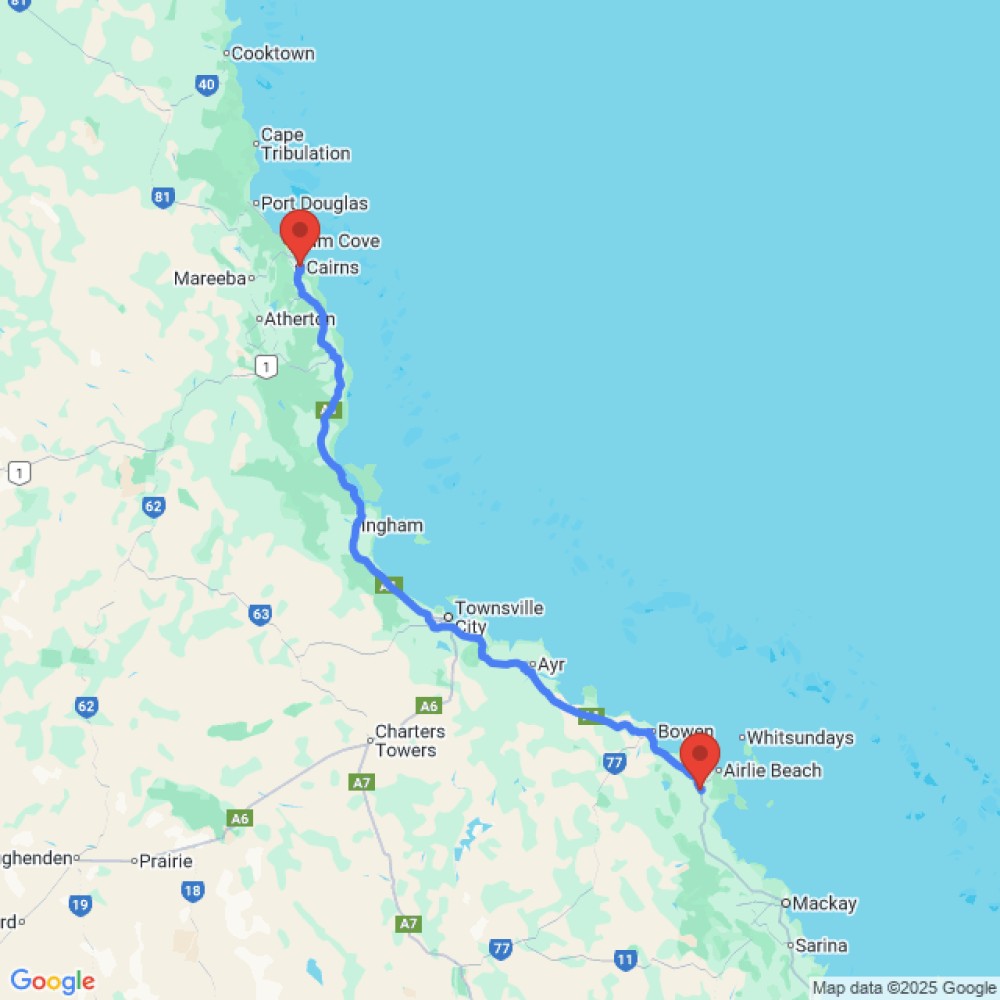 Trip between Proserpine and Cairns